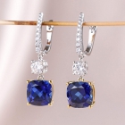 Blue Sapphire & Moissanites Fashion hopeiset korvakorut