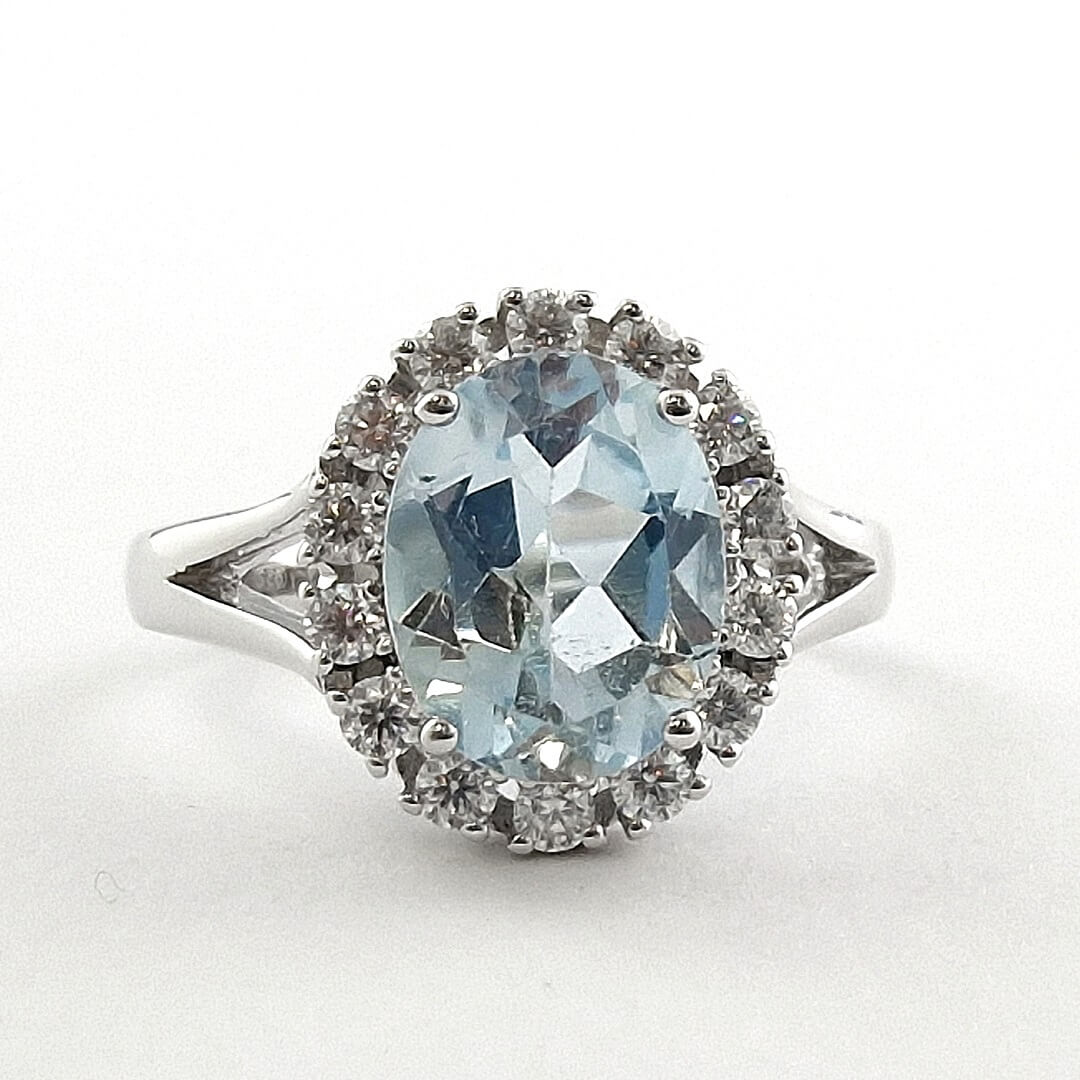 Topaz and Moissanite 925 Sterling Silver Ring