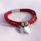 Красный кожаный браслет из стерлингового серебра с белым ониксом