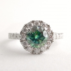 Green Moissanite Ring Platinum Plated Sterling Silver