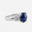 Natural Sapphire & Moissanites Sterling Silver Ring