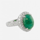 Natural Emerald & Moissanites Sterling Silver Ring