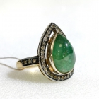 Smaragdist ja teemandist vintage kuld-hõbedane sõrmus