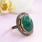 Emerald Diamonds Vintage Gold-Silver Ring