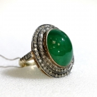 9 ct Emerald Diamonds Vintage kulta-hopeasormus