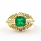 Emerald Diamonds Vintage 14K Gold Ring
