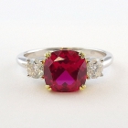 Ruby & Moissanites Fashion Sterling hopea sormus